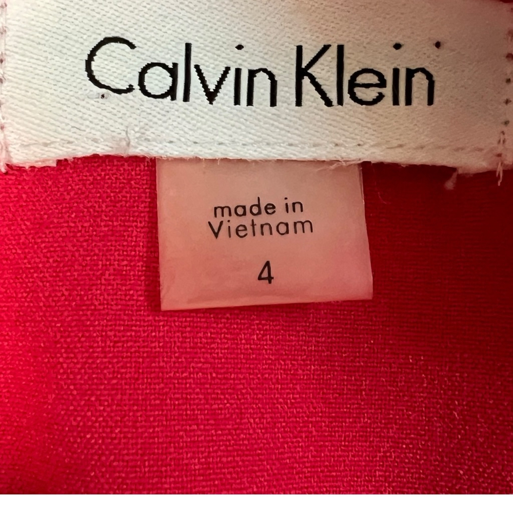 Calvin Klein Women’s Pink Red Sheath Dress Size 4 Sleeveless Career Cocktail - Picture 2 of 14